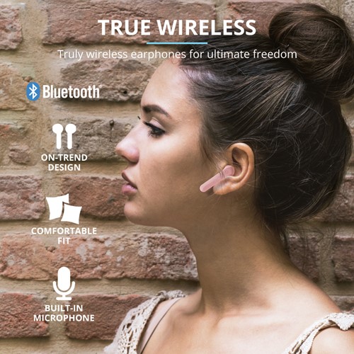 Trust Primo Touch - Stijlvolle draadloze oortjes - Bluetooth - Roze-2