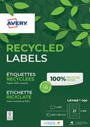Etiket Avery LR7160-100 63.5x38.1mm recycled wit 2100stuks