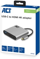 ACT AC7022 USB-C naar HDMI female adapter met PD Pass-Through 60W, 4K, USB-A-3