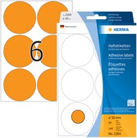 Etiket HERMA 2284 rond 50mm fluor oranje 144stuks-2