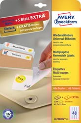 Etiket Avery L4736REV-25 45.7x21.2mm wit 1200 etiketten