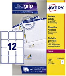 Etiket Avery L7164-100 63.5x72mm wit 1200stuks