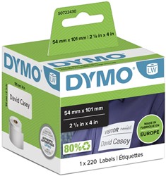 Etiket Dymo LabelWriter naamkaart 54x101mm 1 rol á 220 stuks wit