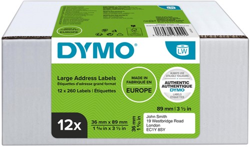 Etiket Dymo LabelWriter adressering 36x89mm 12 rollen á 260 stuks wit-2