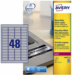 Etiket Avery L6009-20 45.7x21.2mm zilver 960stuks
