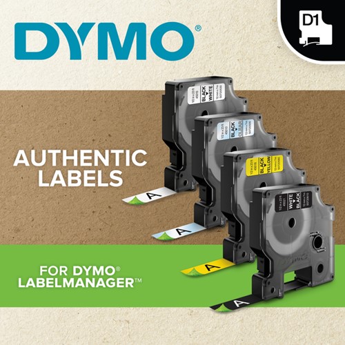 Labeltape Dymo LabelManager D1 polyester 12mm wit op zwart-1