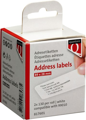 Labeletiket Quantore 99010 28x89mm adres wit 2 rollen-3