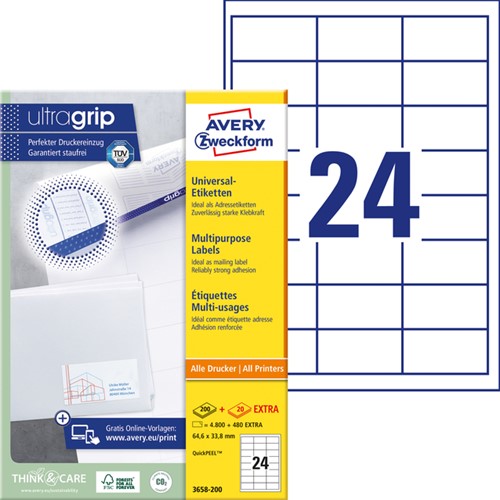 Etiket Avery 3658 64.6x33.8mm wit 4800 stuks-2
