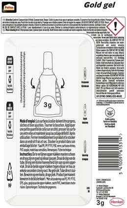 Secondelijm Pattex Gold GEL tube 3 gram op blister-2