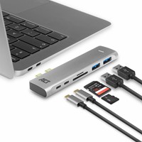 ACT AC7025 USB-C Thunderbolt™ 3 naar HDMI multiport adapter 4K, USB hub, cardreader en PD pass through-2