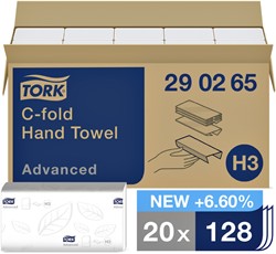 Handdoek Tork H3 C-vouw advanced 2-laags wit 290265
