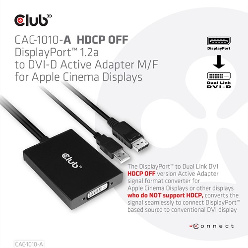 CLUB3D CAC-1010-A video kabel adapter 0,6 m DisplayPort DVI-D + USB-2