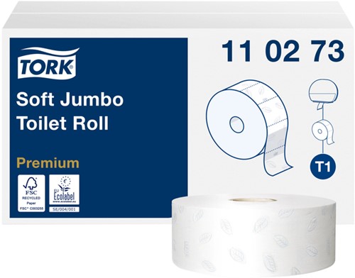 Toiletpapier Tork T1 Premium jumbo 2-laags 360m wit 110273