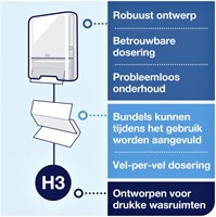 Handdoekdispenser Tork H3 Elevation C-vouw en Z-vouw wit 553000-1