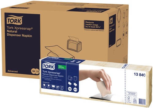 Servet Tork N4 Xpressnap Advanced 1/4 vouw 1-laags 213x330mm 1125 vel naturel 13840