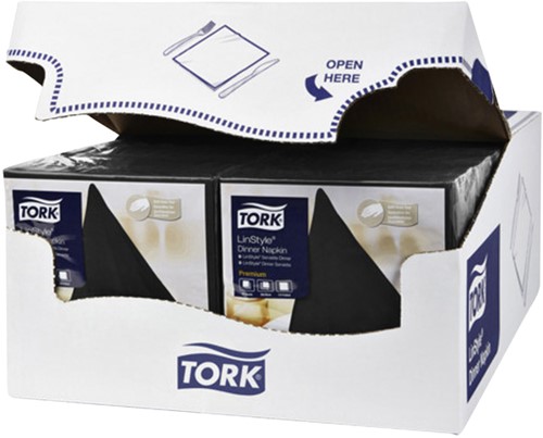 Dinerservet Tork Linstyle Premium 1/4 vouw 1-laags 390x390mm 50 vel zwart 478726-2