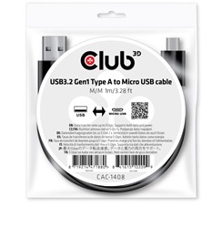 CLUB3D CAC-1408 USB-kabel 1 m USB 3.2 Gen 1 (3.1 Gen 1) USB A Micro-USB B Zwart
