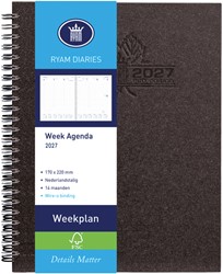 Agenda 2027 Ryam Weekplan Wire-o 7dagen/2pagina's zwart