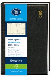 Schoolagenda 2025-2026 18mnd Ryam Executive Mundior 7dagen/2pagina's zwart