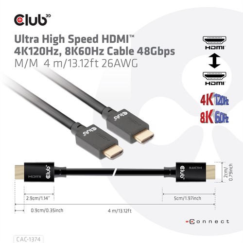 CLUB3D CAC-1374 HDMI kabel 4 m HDMI Type A (Standaard) Zwart-3