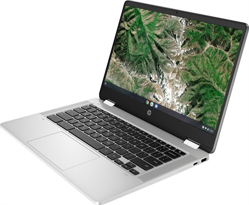 HP Chromebook x360 14a-ca0107nd Hybride (2-in-1) 35,6 cm (14") Touchscreen Full HD Intel® Celeron® 4 GB LPDDR4-SDRAM 64 GB eMMC Wi-Fi 5 (802.11ac) Chrome OS Zilver-2
