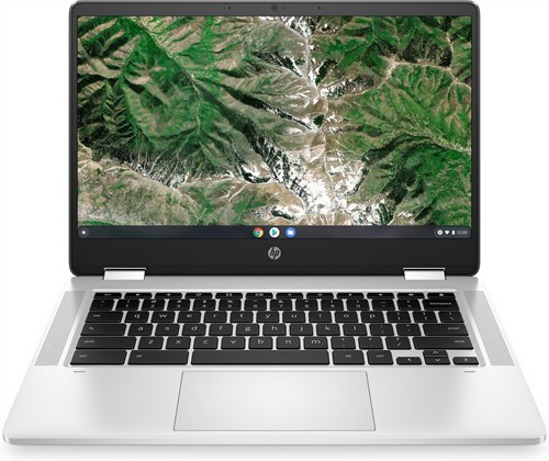 HP Chromebook x360 14a-ca0107nd Hybride (2-in-1) 35,6 cm (14") Touchscreen Full HD Intel® Celeron® 4 GB LPDDR4-SDRAM 64 GB eMMC Wi-Fi 5 (802.11ac) Chrome OS Zilver