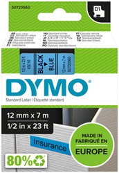 Labeltape Dymo LabelManager D1 polyester 12mm zwart op blauw