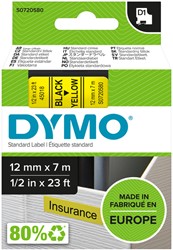 Labeltape Dymo LabelManager D1 polyester 12mm zwart op geel