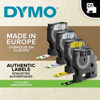 Labeltape Dymo LabelManager D1 polyester 12mm zwart op geel-1