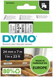 Labeltape Dymo D1 53713 720930 24mmx7m polyester zwart op wit