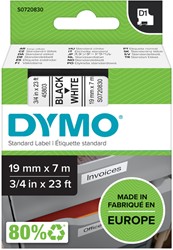 Labeltape Dymo D1 45803 720830 19mmx7m polyester zwart op wit
