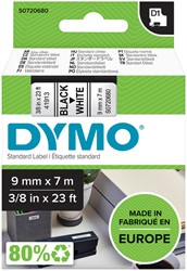 Labeltape Dymo LabelManager D1 polyester 9mm zwart op wit