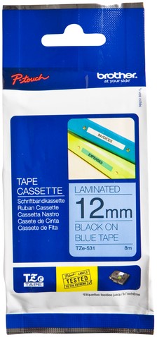 Labeltape Brother P-touch TZe-531 standaard 12mm zwart op blauw