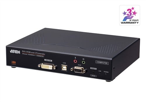 ATEN DVI-I KVM met één weergave via IP-zender met internettoegang