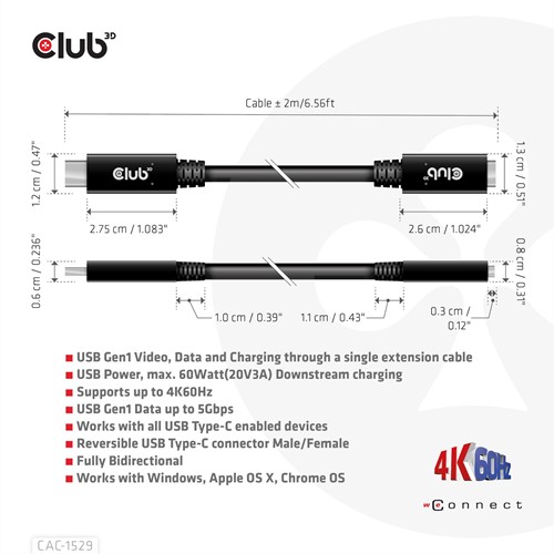 CLUB3D CAC-1529 USB-kabel 2 m-3