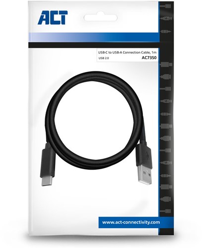 ACT AC7350 USB-kabel 1 m USB 2.0 USB C USB A Zwart-2