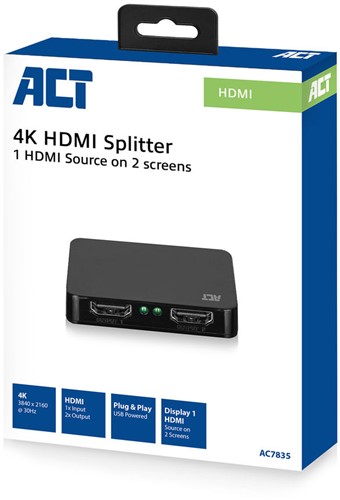 ACT AC7835 video splitter HDMI 2x HDMI-2