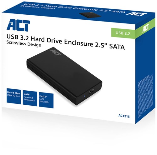 ACT AC1215 behuizing voor opslagstations HDD-/SSD-behuizing Zwart 2.5"-2