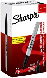 Viltstift Sharpie rond fijn zwart valuepack à 20 + 4 stuks gratis