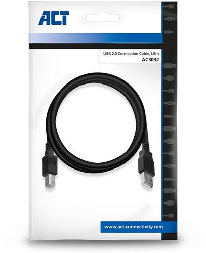 ACT AC3032 USB-kabel 1,8 m USB 2.0 USB A USB B Zwart-2