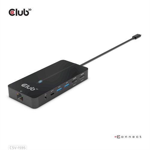 CLUB3D Type-C 7-in-1 hub met 2x HDMI, 2x USB Gen1 Type-A, 1x RJ45, 1x 3.5mm Audio,1x USB Gen1 Type-C 100W Displaylink chip geschikt voor apple m1-3