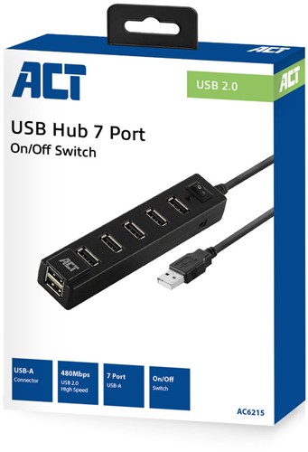 ACT AC6215 interface hub USB 2.0 480 Mbit/s Zwart-2
