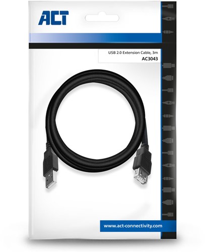 ACT AC3043 USB-kabel 3 m USB 2.0 USB A Zwart-2