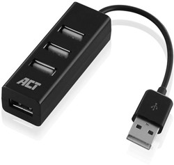 ACT AC6205 interface hub USB 2.0 480 Mbit/s Zwart