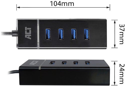 ACT AC6415 interface hub USB 3.2 Gen 1 (3.1 Gen 1) Type-C 5000 Mbit/s Zwart-2