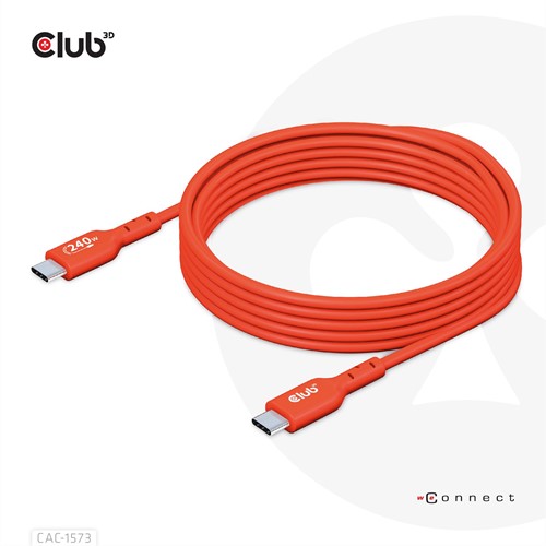 CLUB3D USB2 Type-C Bi-Directional Cable, Data 480Mb,PD 240W(48V/5A) EPR M/M 2m USB IF GECERTIFICEERD-3