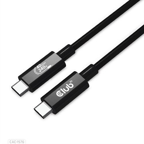 CLUB3D USB4 Gen3x2 Type-C Bi-Directional Cable 8K60Hz, Data 40Gbps, PD 240W(48V/5A) EPR M/M 1m USB IF GECERTIFICEERD-2