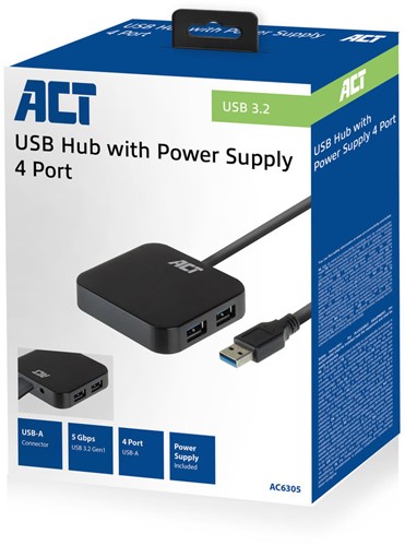 ACT AC6305 interface hub USB 3.2 Gen 1 (3.1 Gen 1) Type-A 5000 Mbit/s Zwart-2
