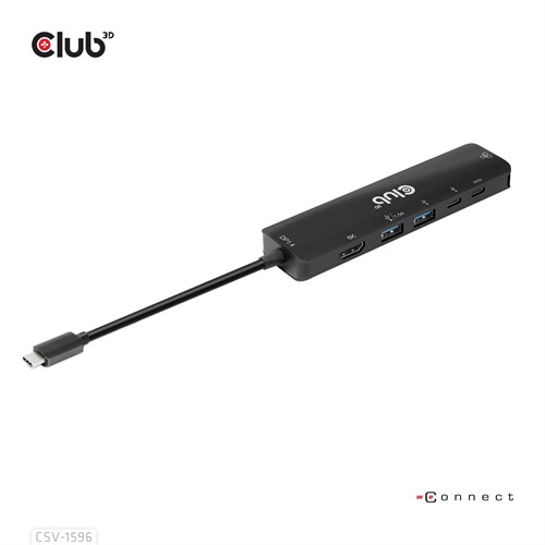 CLUB3D USB Gen1 Type-C, 6-in-1 Hub with HDMI 8K30Hz, 2xUSB Type-A, RJ45 and 2xUSB Type-C, Data and PD charging 100 watt-2
