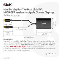 CLUB3D Mini DisplayPort to Dual Link DVI, HDCP OFF version for Apple Cinema Displays Active Adapter-3